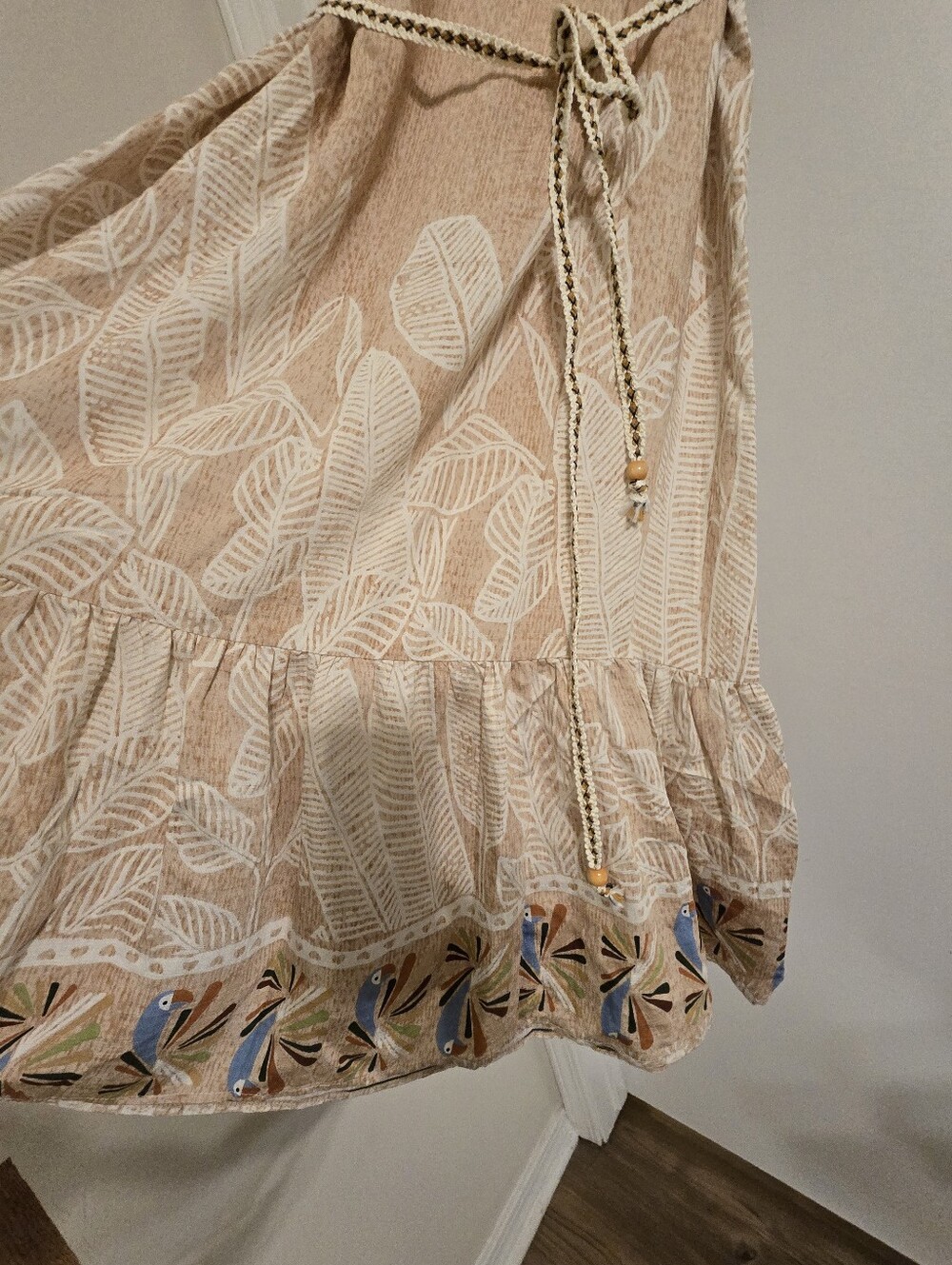 GIGIO Bohemian Cream Midi Dress with Flowered Hem Sz M - Picture 8 of 17
